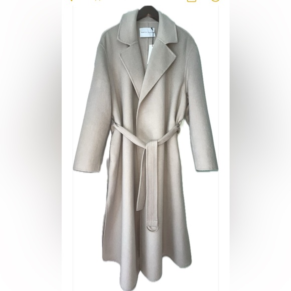 New Double Face Wool Rebecca Minkoff Chic Coat Women’s Long Stone - Picture 5 of 15